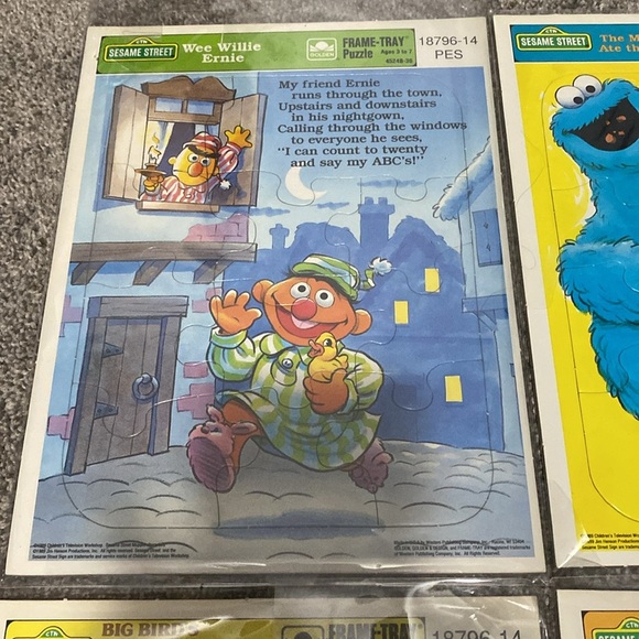 Vintage Set Sesame Street Golden Puzzles Bert Ernie Big Bird Cookie Monster 80’s - Picture 2 of 9